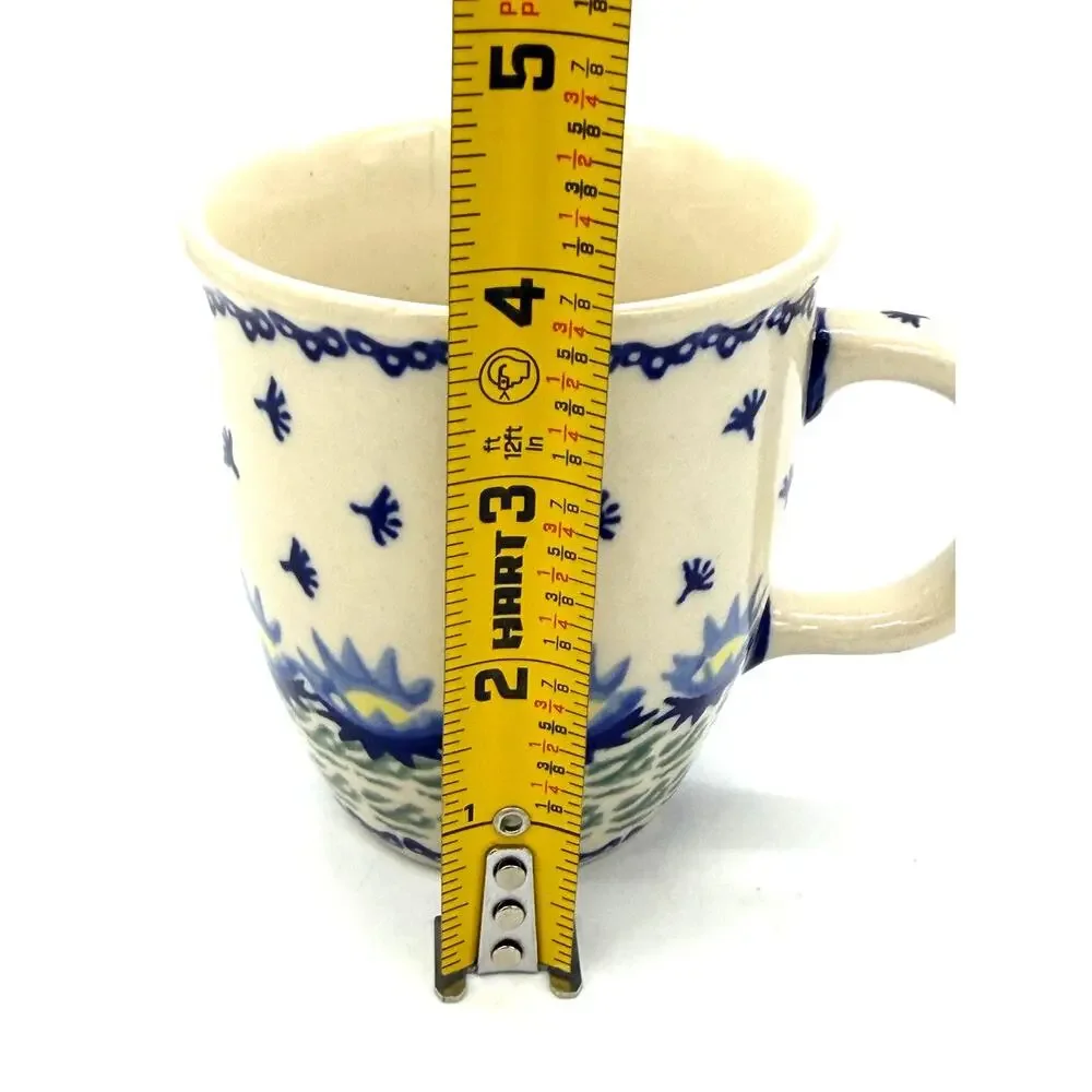 Polish Pottery Blue Floral Mug Hand-made in Boleslawiec Poland